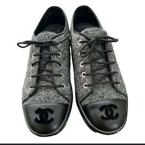 CHANEL TWEED TRAINERS Women's Black and Gray Sneakers